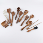 Wooden Kitchen Utensils Set 7PCS - Natural Teak Wood Cooking Tools Set Includes Spatulal